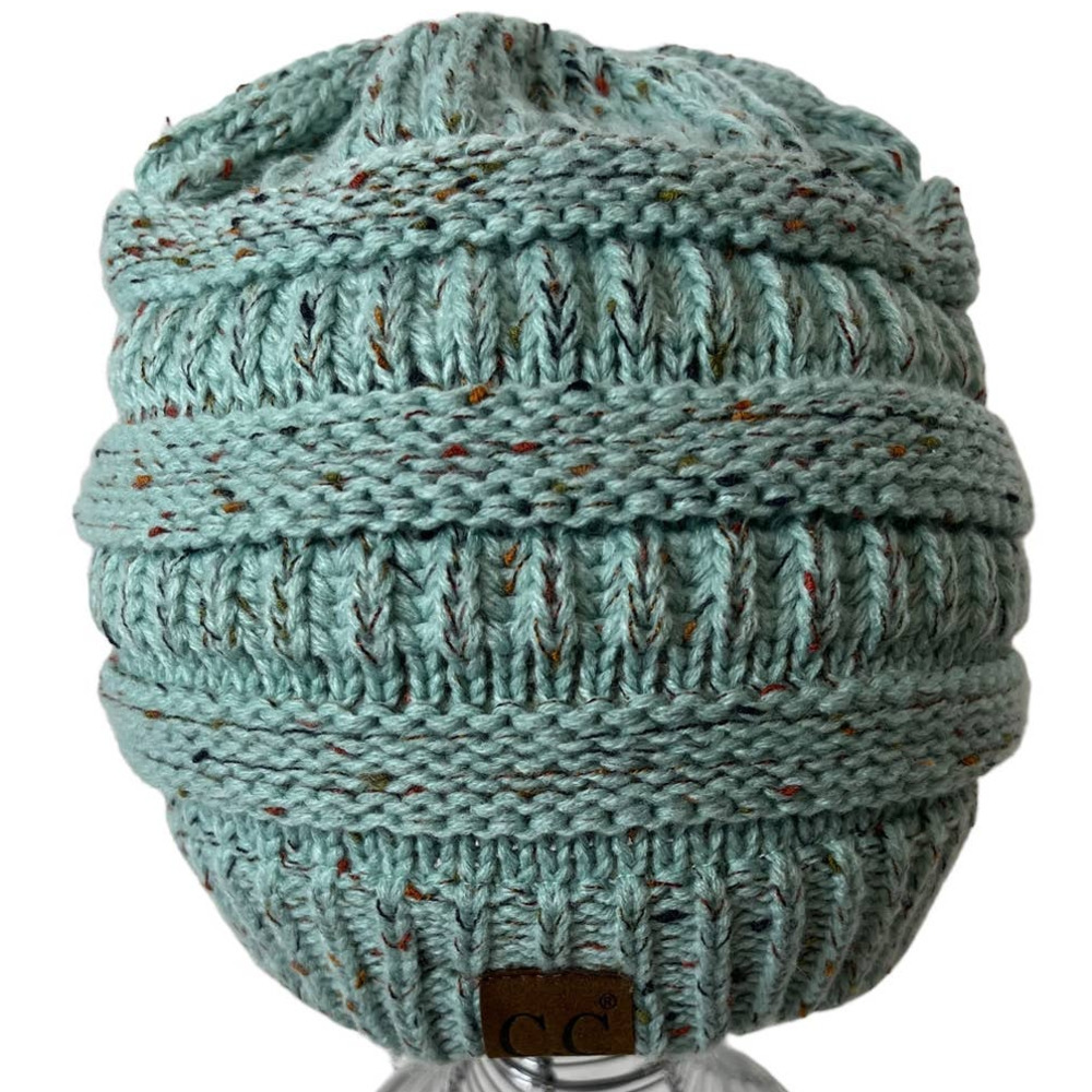 CC Beanie Flecked Tail Messy Bun Beanie Hat